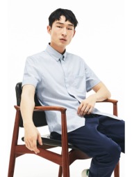 lacoste ανδρικό κοντομάνικο πουκάμισο poplin - ch0438 denim blue ανοιχτό