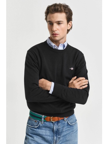 gant ανδρικό πουλόβερ μονόχρωμο με κεντημένο λογότυπο