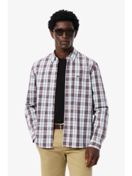 lacoste ανδρικό πουκάμισο button down με καρό σχέδιο regular fit - ch5085-00 γαλάζιο