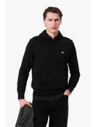 lacoste ανδρική μπλούζα φούτερ με κουκούλα και κεντημένο λογότυπο - sh9623 μαύρο