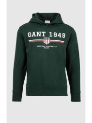 gant ανδρική μπλούζα φούτερ με κουκούλα και graphic logo regular fit - 2067042 πράσινο σκούρο
