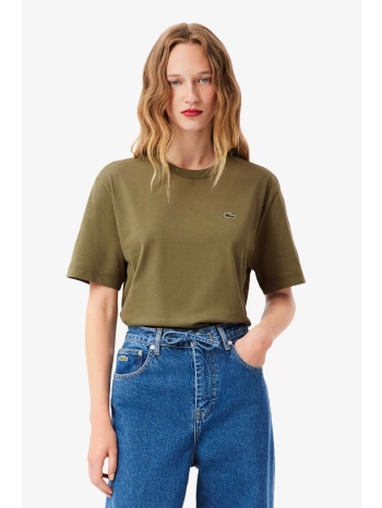lacoste γυναικείο t-shirt με κεντημένο λογότυπο relaxed fit
