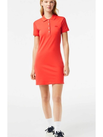 lacoste γυναικείο mini φόρεμα πόλο πικέ με κεντημένο