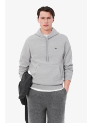 lacoste ανδρική μπλούζα φούτερ με κουκούλα και κεντημένο λογότυπο - sh9623 γκρι
