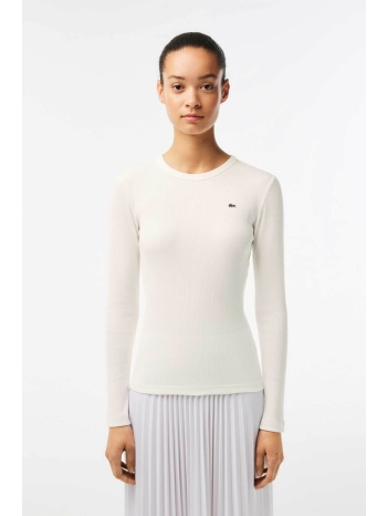 lacoste γυναικεία μπλούζα ribbed με κεντημένο λογότυπο slim