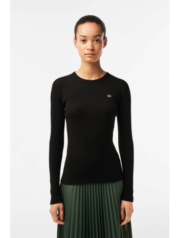 lacoste γυναικεία μπλούζα ribbed με κεντημένο λογότυπο slim
