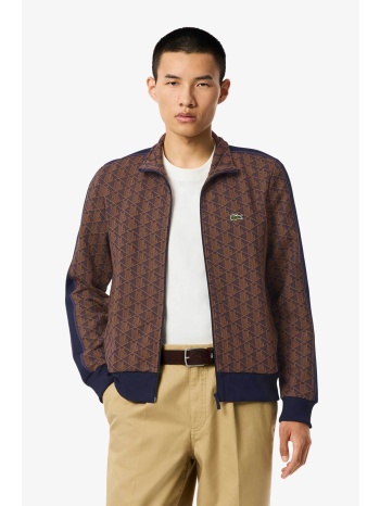 lacoste ανδρική ζακέτα φούτερ με all-over monogram print