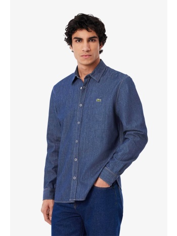 lacoste ανδρικό denim πουκάμισο με κεντημένο λογότυπο