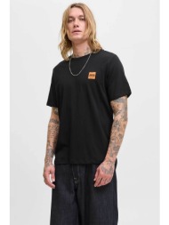 jack & jones ανδρικό t-shirt μονόχρωμο με logo print regular fit - 12279100 μαύρο
