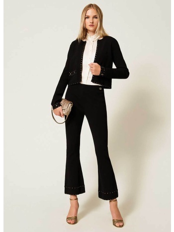 twinset γυναικείο παντελόνι cropped μονόχρωμο με