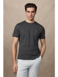 hackett ανδρικό t-shirt με κεντημένο logo patch classic fit - hm5000024 ανθρακί