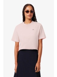 lacoste γυναικείο t-shirt με λογότυπο relaxed fit - tf6501-00 ροζ