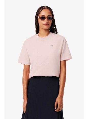 lacoste γυναικείο t-shirt με λογότυπο relaxed fit 