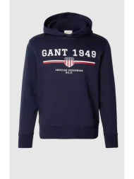 gant ανδρική μπλούζα φούτερ με κουκούλα και graphic logo regular fit - 2067042 μπλε σκούρο
