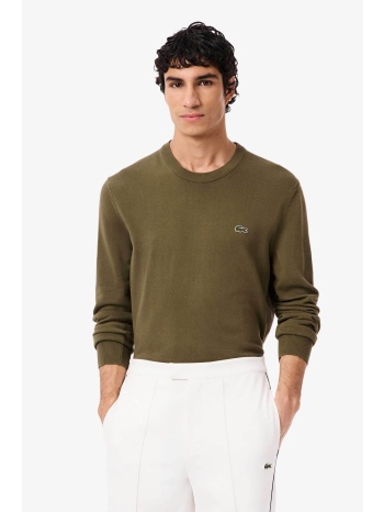 lacoste ανδρικό πουλόβερ με κεντημένο λογότυπο regular fit
