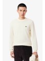 lacoste ανδρικό πουλόβερ με κεντημένο λογότυπο regular fit - ah1985 λευκό
