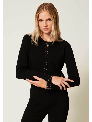 twinset γυναικείο κοντό σακάκι με τρουκς - 252tp3270 μαύρο