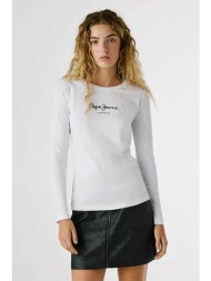 pepe jeans γυναικεία μπλούζα με logo print `virginia` - pl505203 λευκό