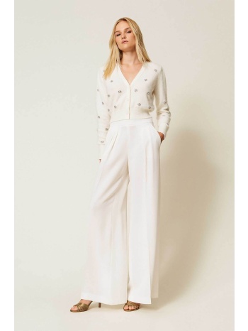 twinset γυναικείο παντελόνι crêpe μονόχρωμο wide fit 