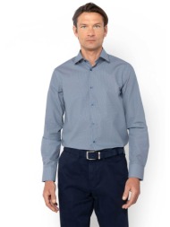 the bostonians ανδρικό πουκάμισο με μικροσχέδιο slim fit `charles poplin` - acp2444 μπλε σκούρο