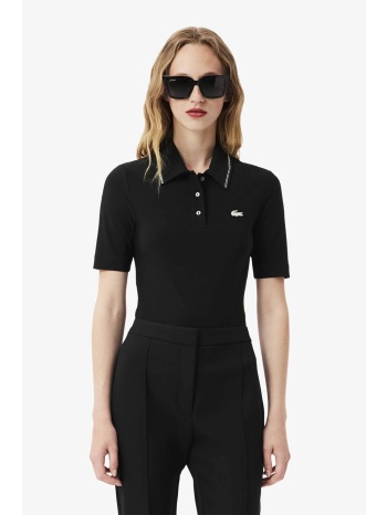 lacoste γυναικεία μπλούζα πόλο κοντομάνικη με διακοσμητικά σε προσφορά