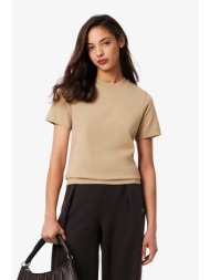 lacoste γυναικείο t-shirt με ανάγλυφο λογότυπο regular fit - tf0355-00 μπεζ