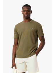 lacoste ανδρικό t-shirt μονόχρωμο με κεντημένο λογότυπο regular fit - th7618 λαδί
