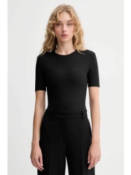 calvin klein γυναικείο t-shirt με μεταλλικό λογότυπο - lv044d246g μαύρο
