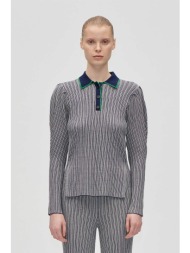 stine goya γυναικεία μπλούζα πόλο ribbed slim fit - sg-aw25-k048-2356 γκρι