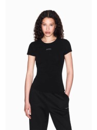 armani exchange γυναικείο t-shirt με logo patch slim fit - xw001362af16294 μαύρο