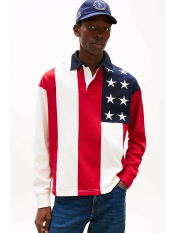 tommy hilfiger ανδρική μπλούζα πόλο με american flag print σε προσφορά