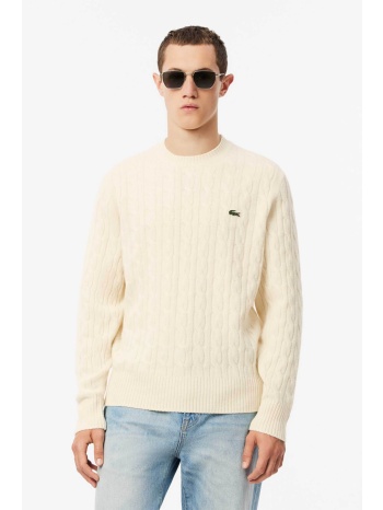 lacoste ανδρικό μάλλινο πουλόβερ με cable knit pattern και