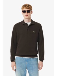 lacoste ανδρική μπλούζα πόλο ribbed με κεντημένο λογότυπο classic fit - sh5781-00 καφέ