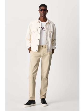 pepe jeans ανδρικό chino παντελόνι μονόχρωμο με logo patch