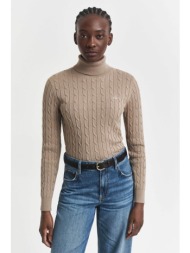 gant γυναικεία πλεκτή μπλούζα ζιβάγκο με cable knit pattern και κεντημένο λογότυπο slim fit - 480010