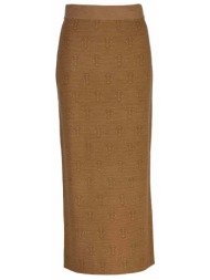 gant γυναικεία μάλλινη midi φούστα ψηλόμεση με all-over monogram pattern και ελαστική μέση slim fit 