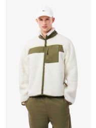lacoste ανδρικό μπουκλέ jacket colour-blocked με κεντημένο λογότυπο - bh5908-00 λευκό