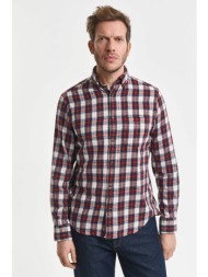 gant ανδρικό πουκάμισο flannel button down με καρό σχέδιο και τσέπη και κεντημένο λογότυπο regular f