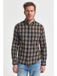 gant ανδρικό πουκάμισο flannel button down με καρό σχέδιο και τσέπη και κεντημένο λογότυπο regular f