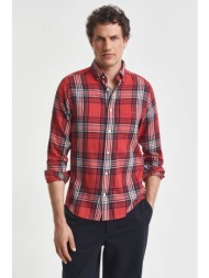 gant ανδρικό πουκάμισο flannel button down με καρό σχέδιο και τσέπη και κεντημένο λογότυπο regular f