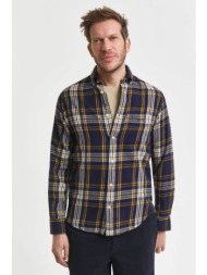 gant ανδρικό πουκάμισο flannel button down με καρό σχέδιο και τσέπη και κεντημένο λογότυπο regular f