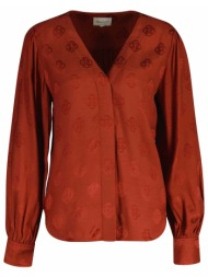 gant γυναικείο πουκάμισο με v και all-over monogram pattern regular fit - 4300572 κεραμιδί
