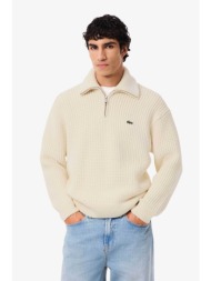 lacoste ανδρικό πουλόβερ structured με ψηλό λαιμό και κεντημένο λογότυπο relaxed fit - ah5205-00 εκρ