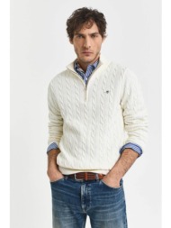 gant ανδρικό πουλόβερ με cable knit pattern, φερμουάρ 1/2 και κεντημένο λογότυπο regular fit - 80506