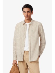 lacoste ανδρικό πουκάμισο flannel με καρό σχέδιο και τσέπη με κεντημένο λογότυπο regular fit - ch509