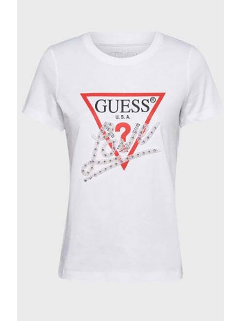 guess γυναικείο t-shirt με ανάγλυφο λογότυπο και lettering σε προσφορά