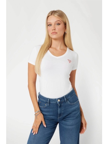 guess γυναικείο βαμβακερό t-shirt μονόχρωμο με τριγωνικό