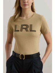 lauren ralph lauren γυναικείο t-shirt με κεντημένο oversized `lrl` relaxed fit - 200971125002 μπεζ