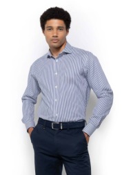 the bostonians ανδρικό πουκάμισο twill με ριγέ σχέδιο custom fit `acorn` - ans4898 μπλε σκούρο