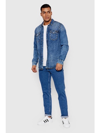 wrangler® ανδρικό τζην παντελόνι μονόχρωμο με τσέπες και